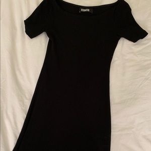 Reformation black ribbed mini T-Shirt dress